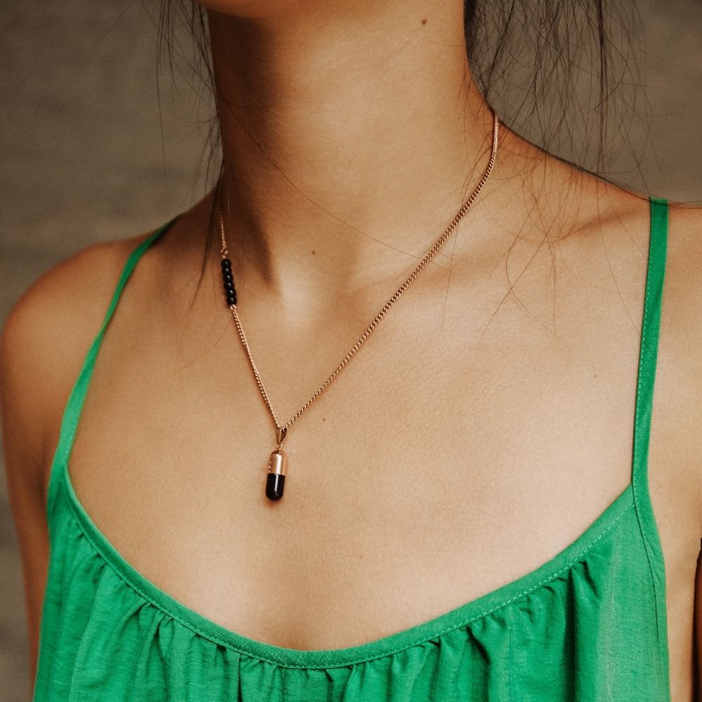 Capsule Necklace Black Onyx (470mm)