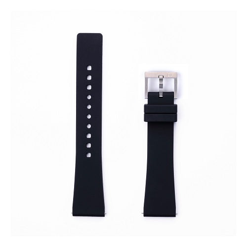 Imperfect Silver Buckle / Black Silicone Strap 20mm