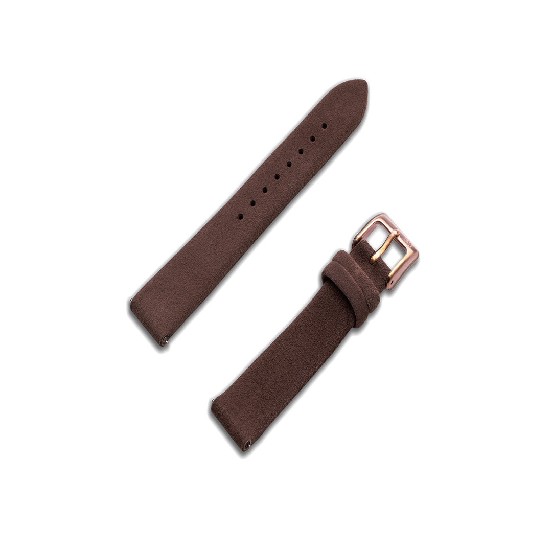 Volare Brown Suede leather strap with Rose Gold buckle 14mm