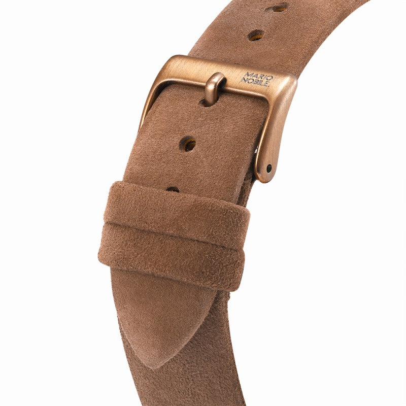 Volare Vintage Gold Buckle / Brown Suede Strap 20mm