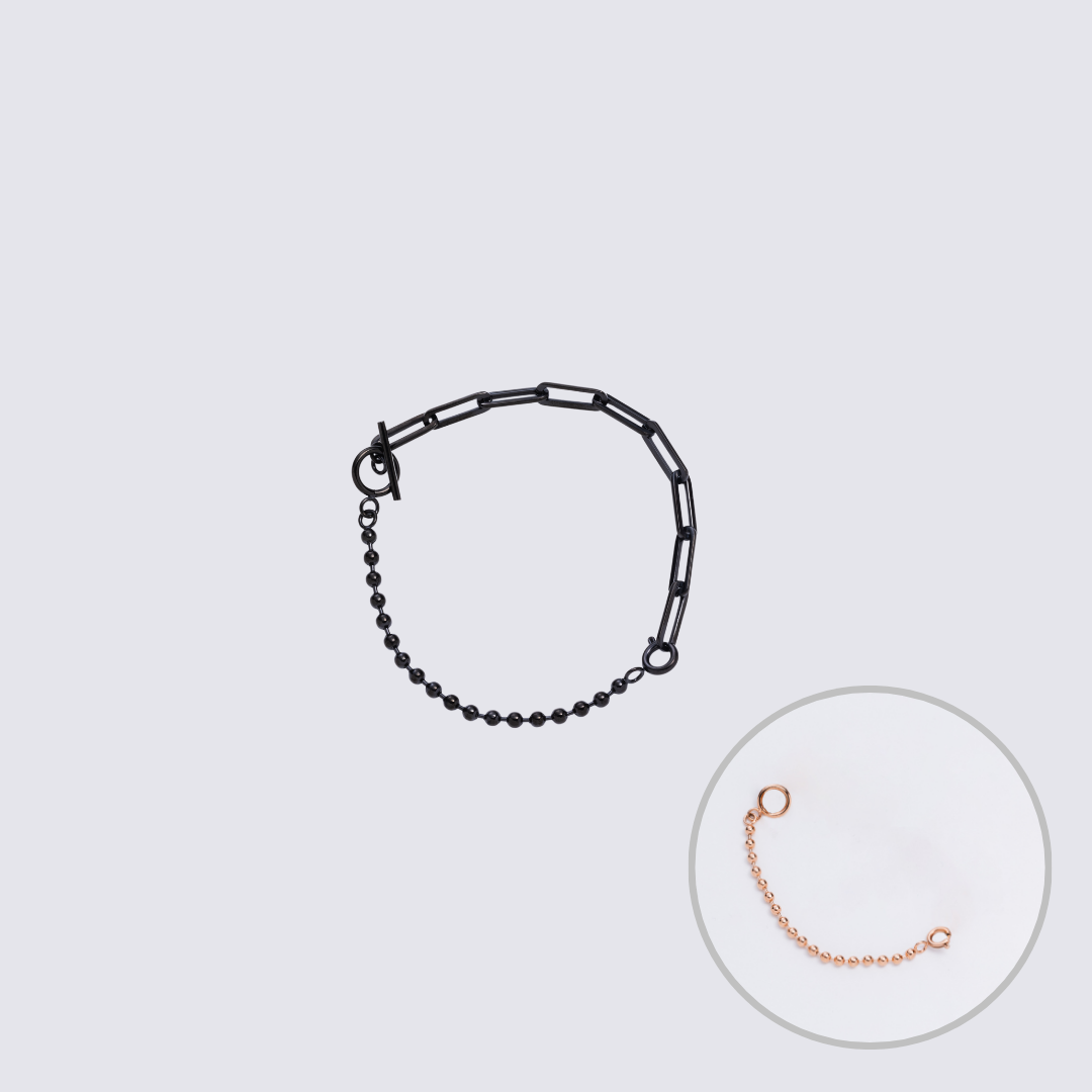 Custom Jewelry Black Connector Chain Bracelet L(200mm)