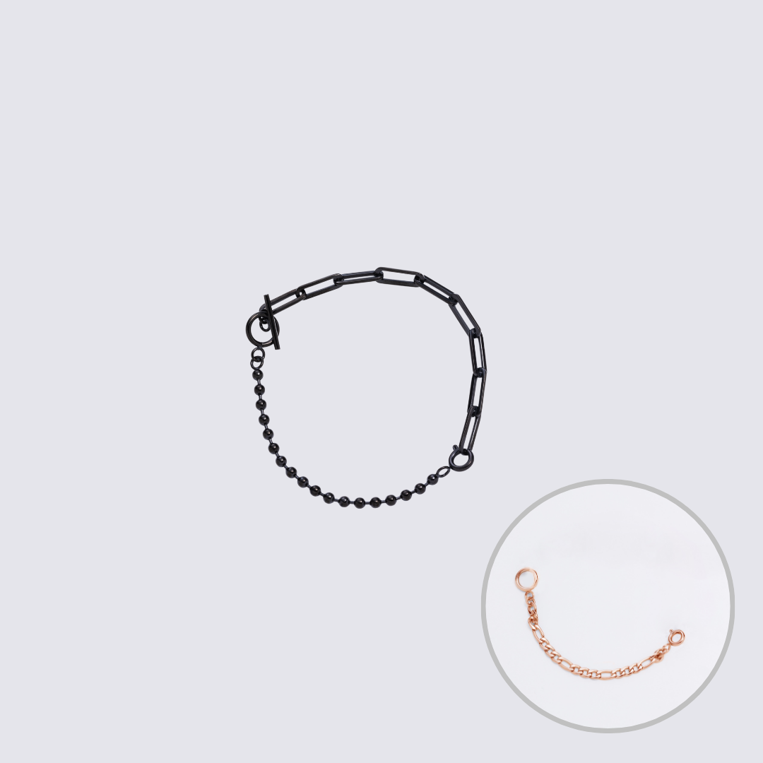 Custom Jewelry Black Connector Chain Bracelet L(200mm)