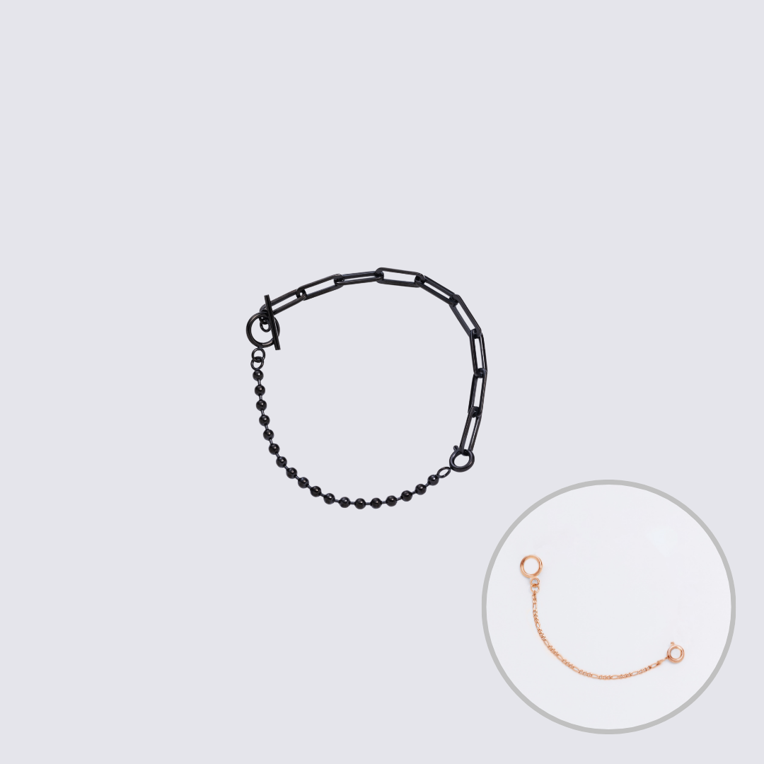 Custom Jewelry Black Connector Chain Bracelet L(200mm)