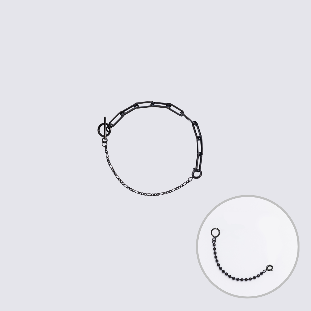 Custom Jewelry Black Connector Chain Bracelet L(200mm)