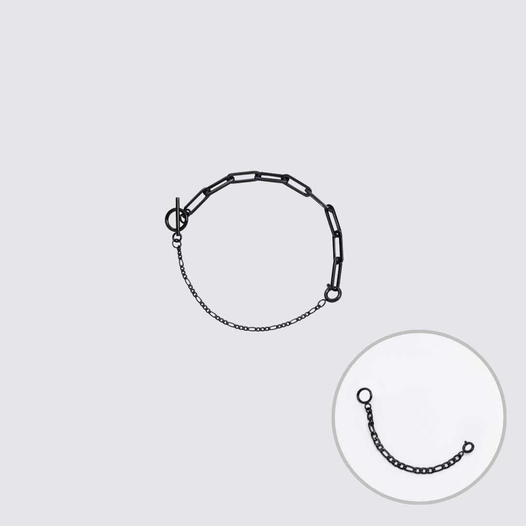 Custom Jewelry Black Connector Chain Bracelet L(200mm)