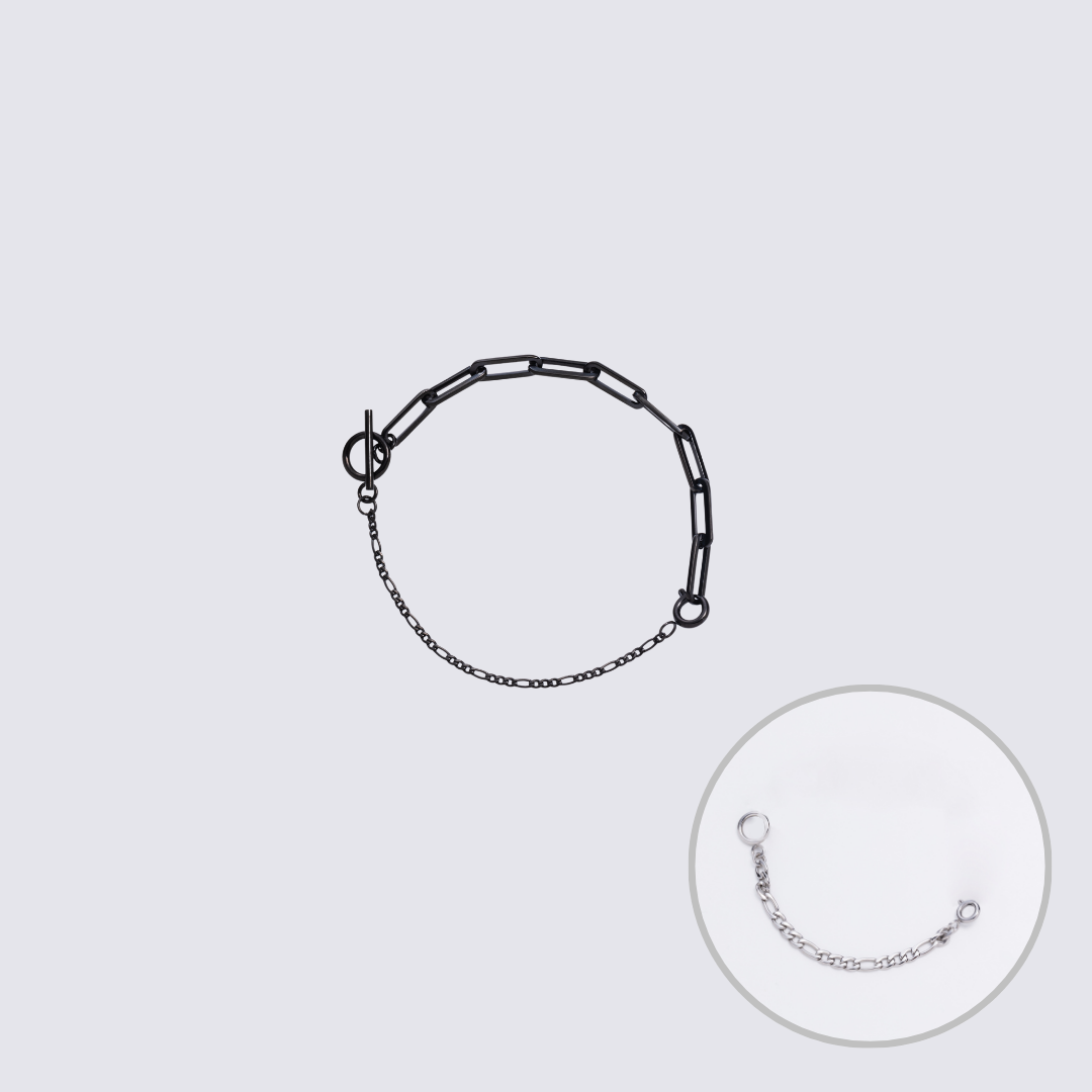 Custom Jewelry Black Connector Chain Bracelet L(200mm)