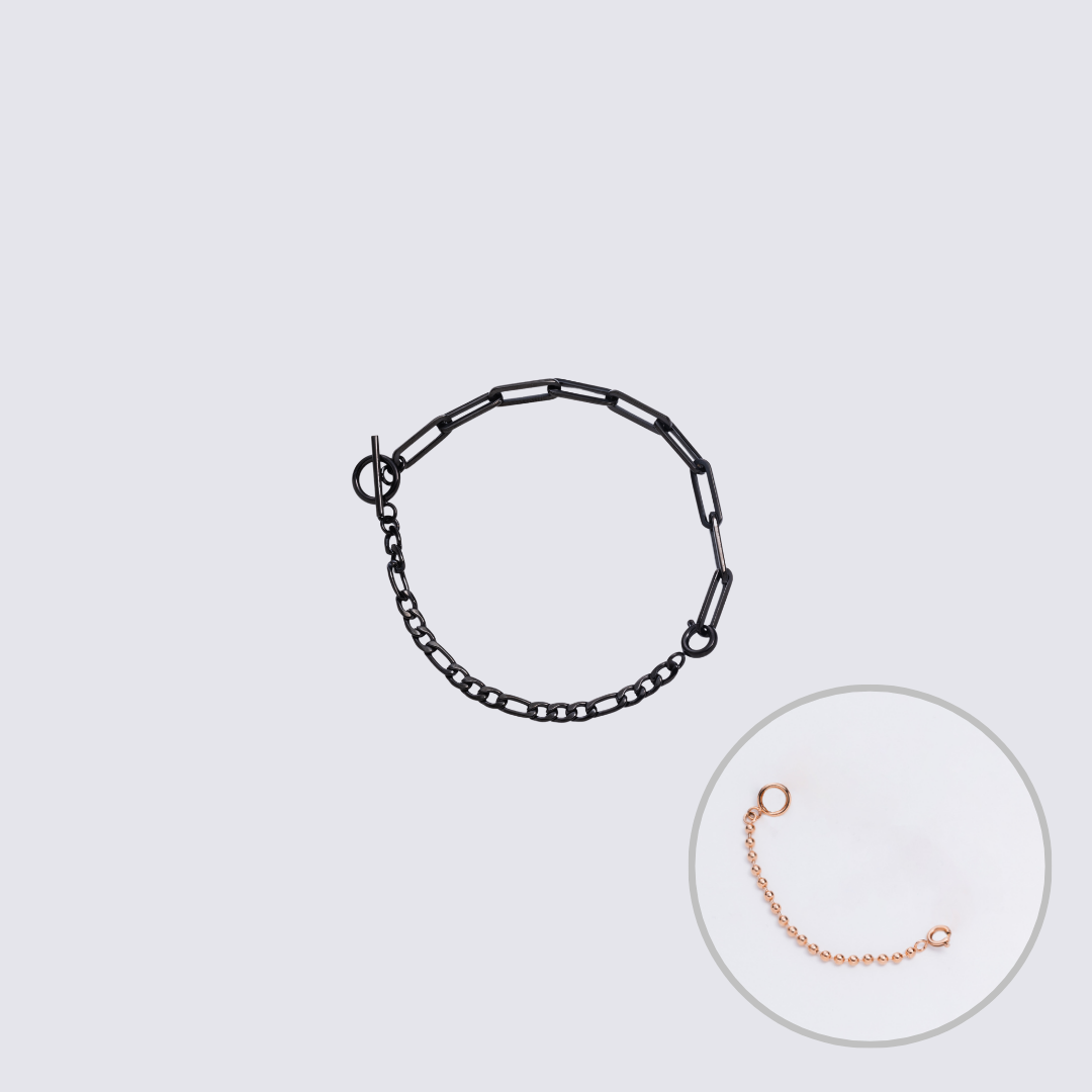 Custom Jewelry Black Connector Chain Bracelet L(200mm)