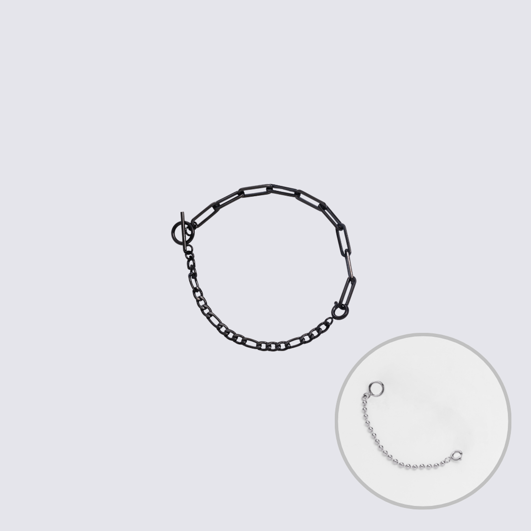 Custom Jewelry Black Connector Chain Bracelet L(200mm)