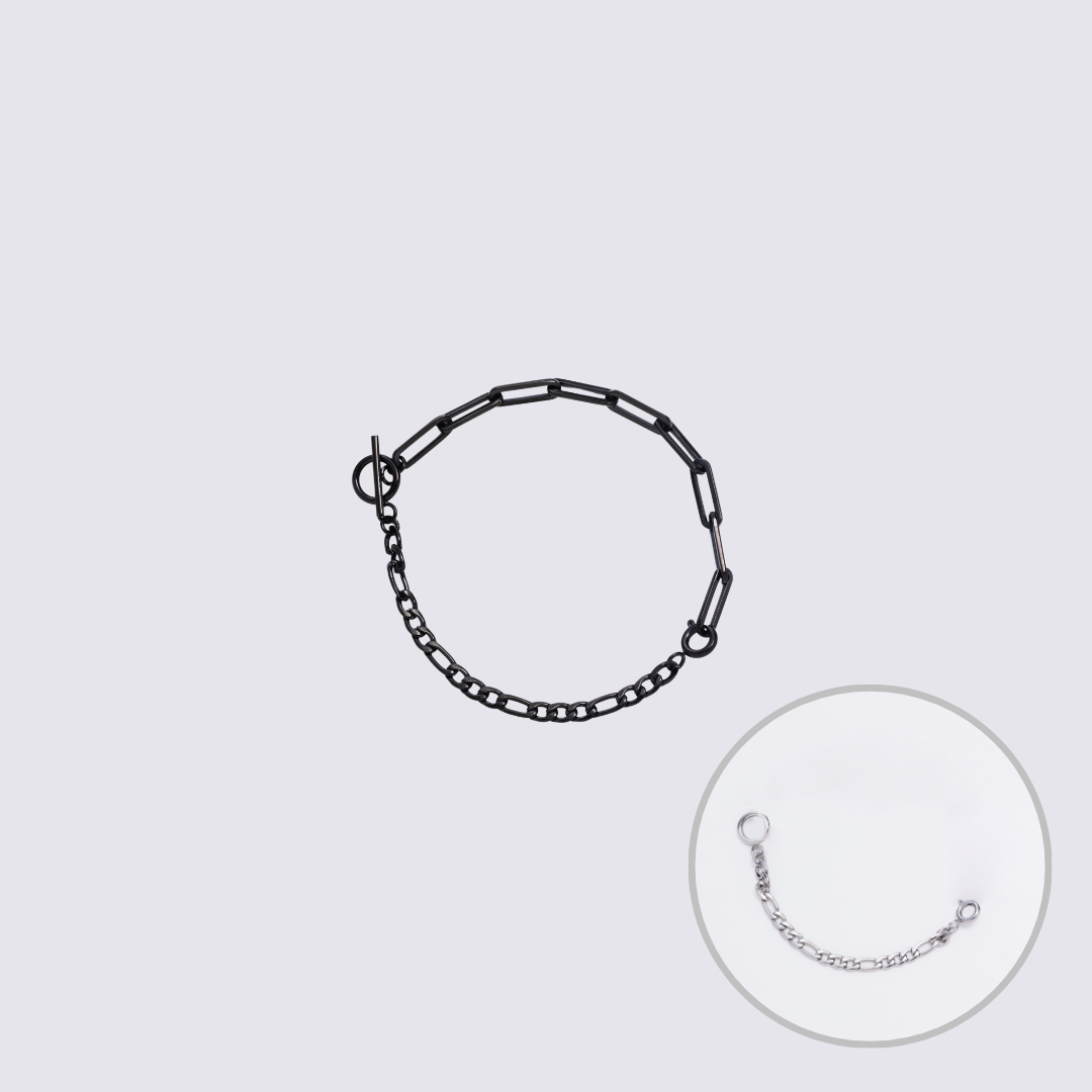 Custom Jewelry Black Connector Chain Bracelet L(200mm)