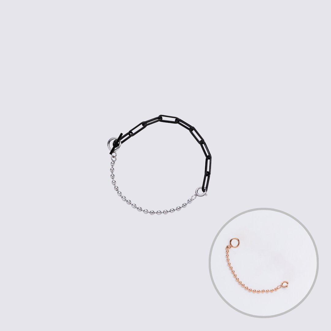 Custom Jewelry Black Connector Chain Bracelet L(200mm)