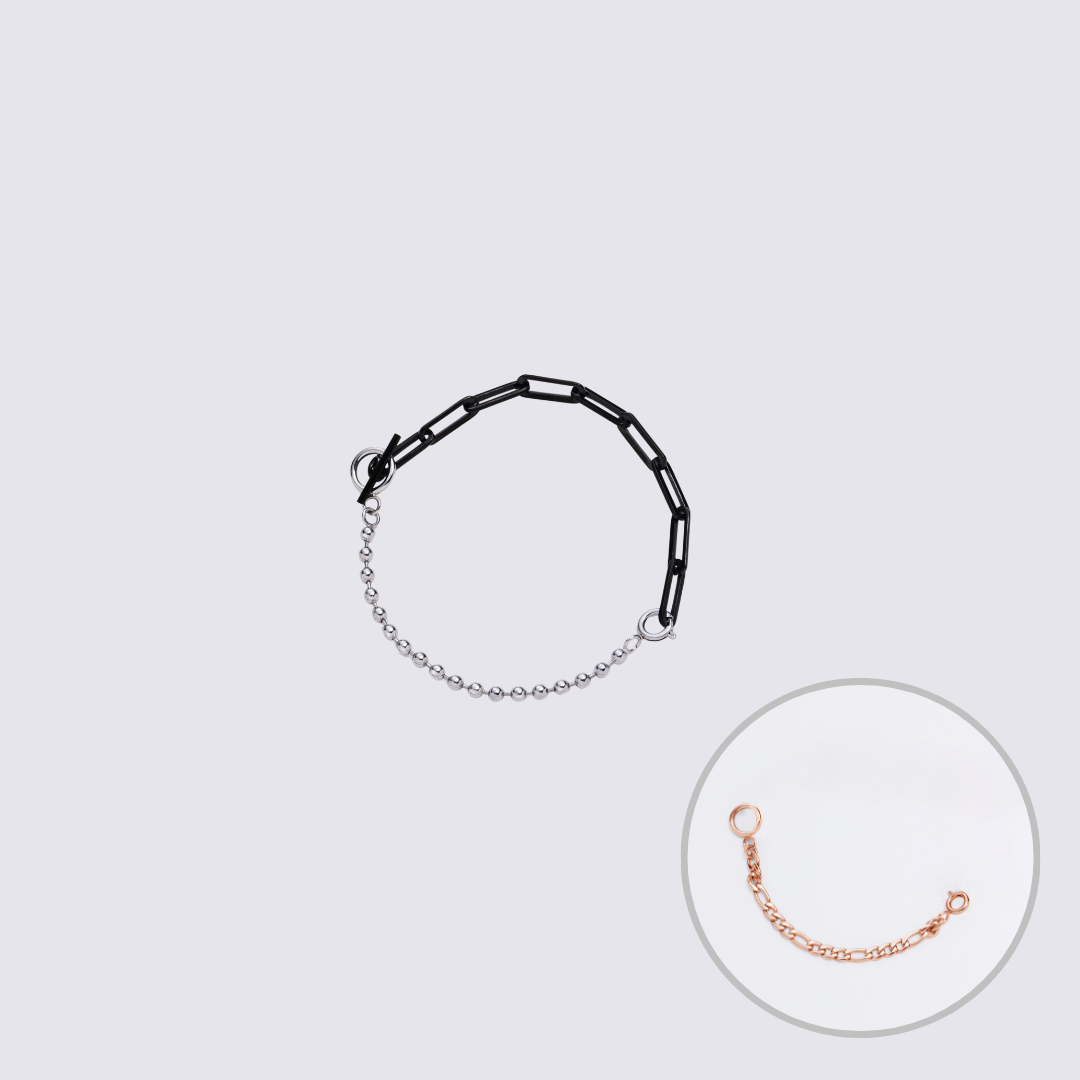 Custom Jewelry Black Connector Chain Bracelet L(200mm)