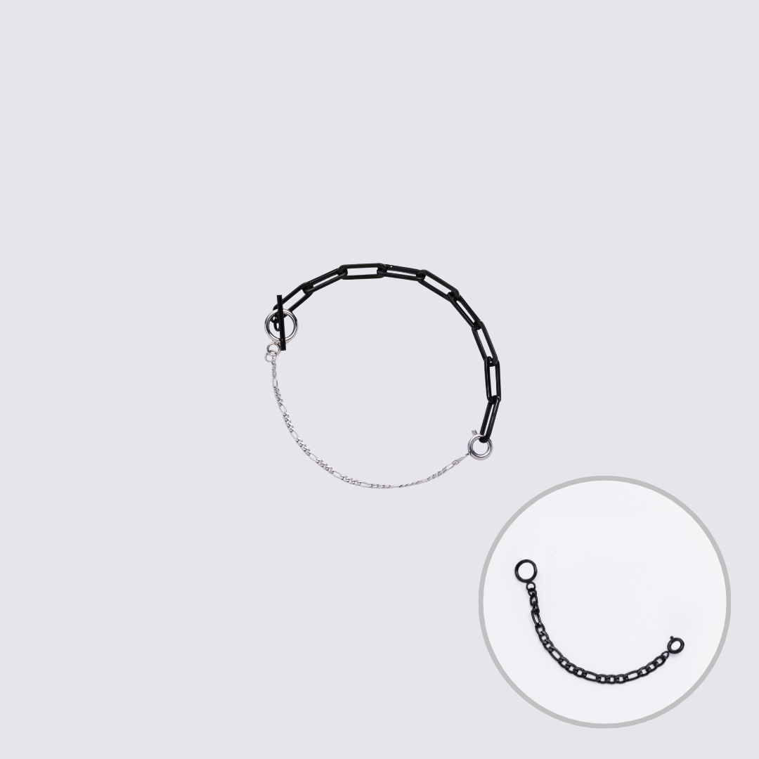 Custom Jewelry Black Connector Chain Bracelet L(200mm)