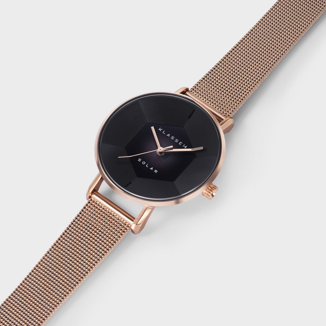 Volare Solar Darkness with Rose Gold Mesh Strap 34mm