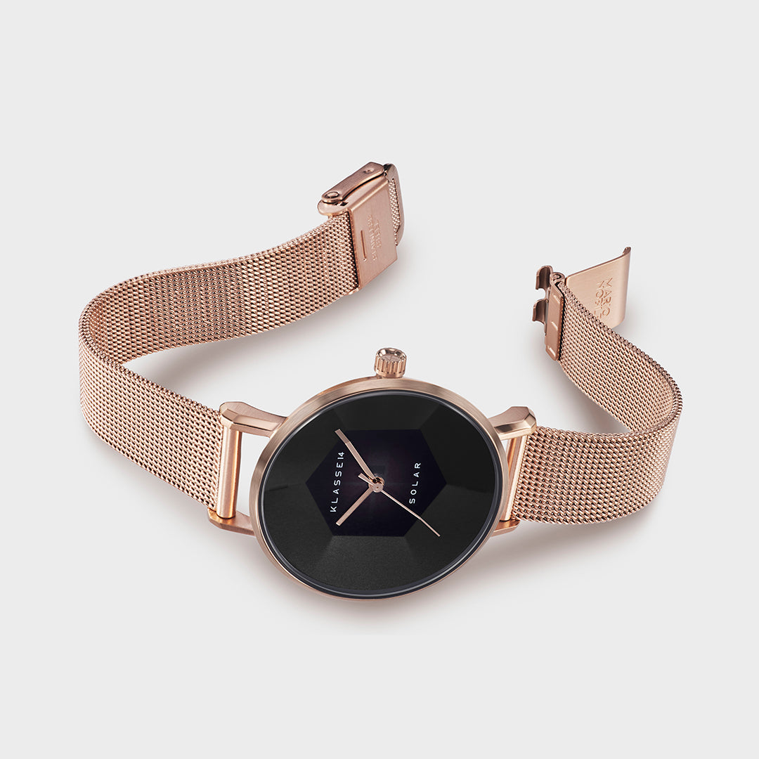 Volare Solar Darkness with Rose Gold Mesh Strap 34mm