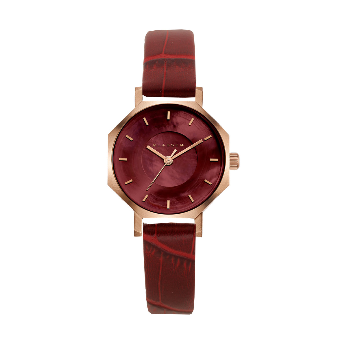 Volare OKTO Rose Gold Red Mop Burgundy 28mm