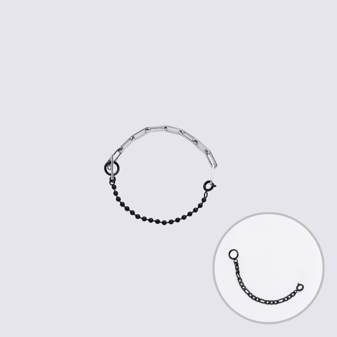 Custom Jewelry Silver Connector Chain Bracelet M(170mm)