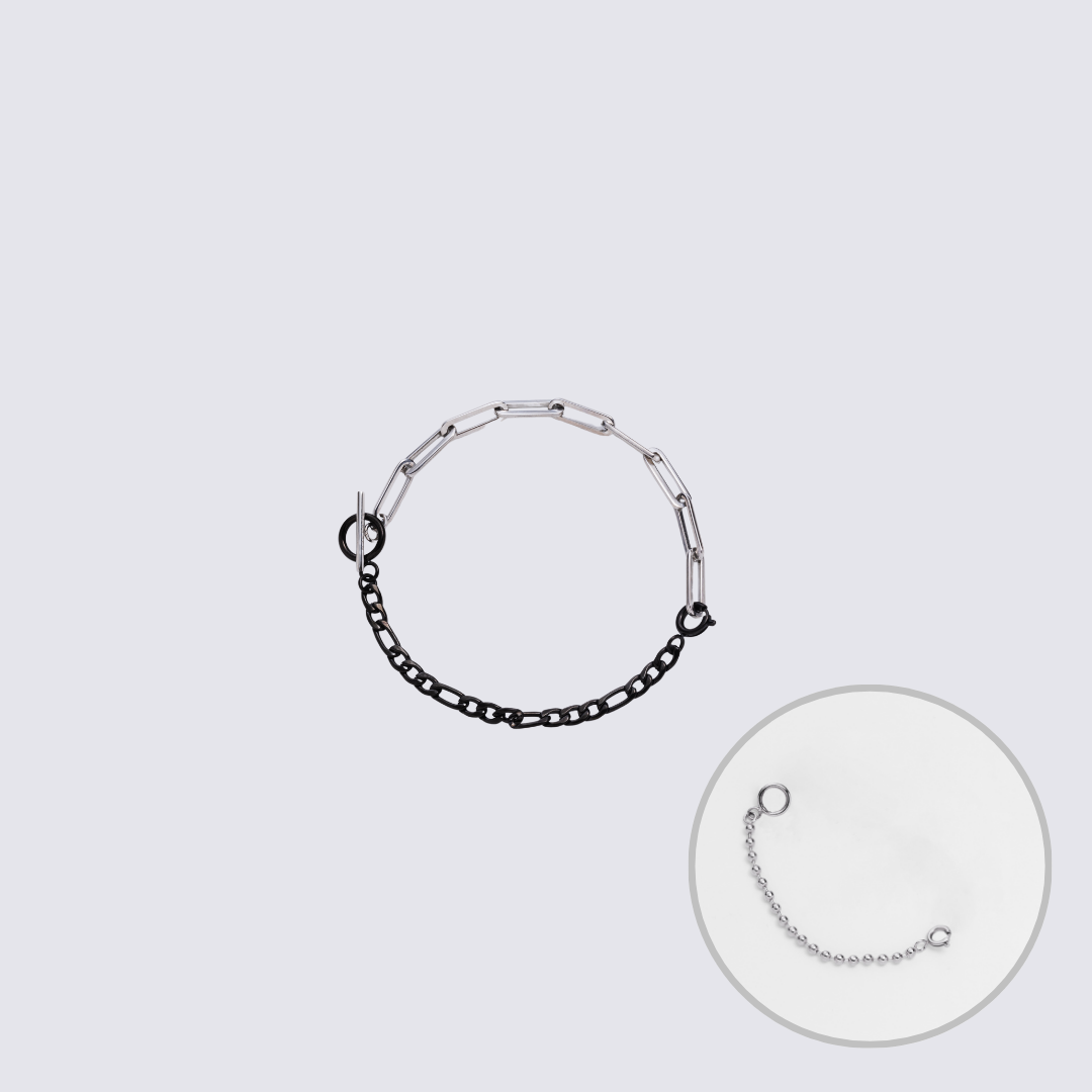 Custom Jewelry Silver Connector Chain Bracelet M(170mm)