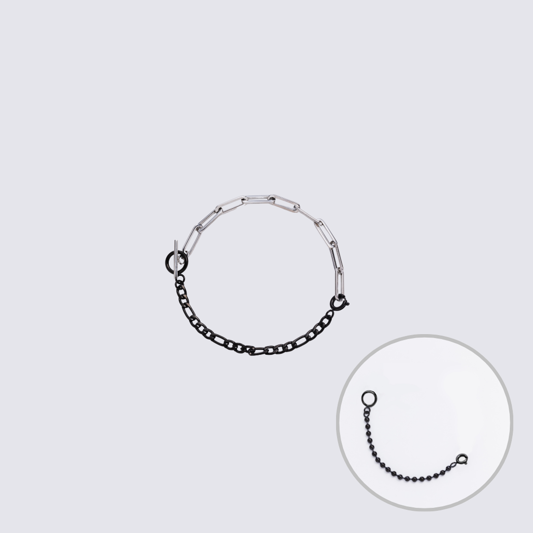 Custom Jewelry Silver Connector Chain Bracelet M(170mm)