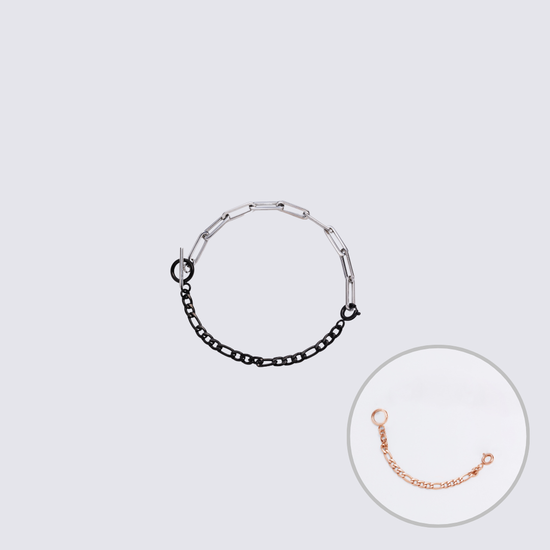 Custom Jewelry Silver Connector Chain Bracelet M(170mm)