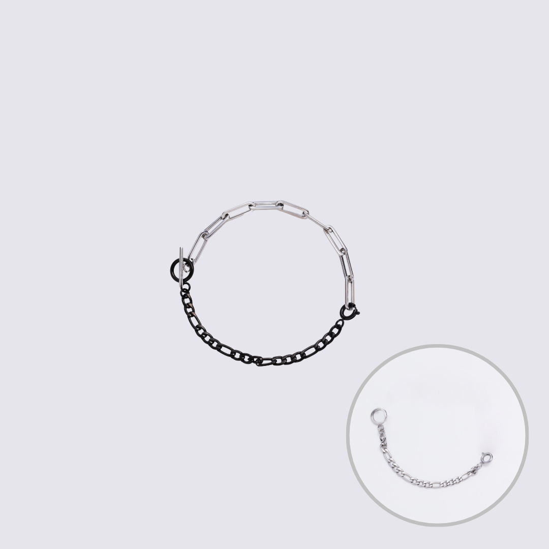 Custom Jewelry Silver Connector Chain Bracelet M(170mm)