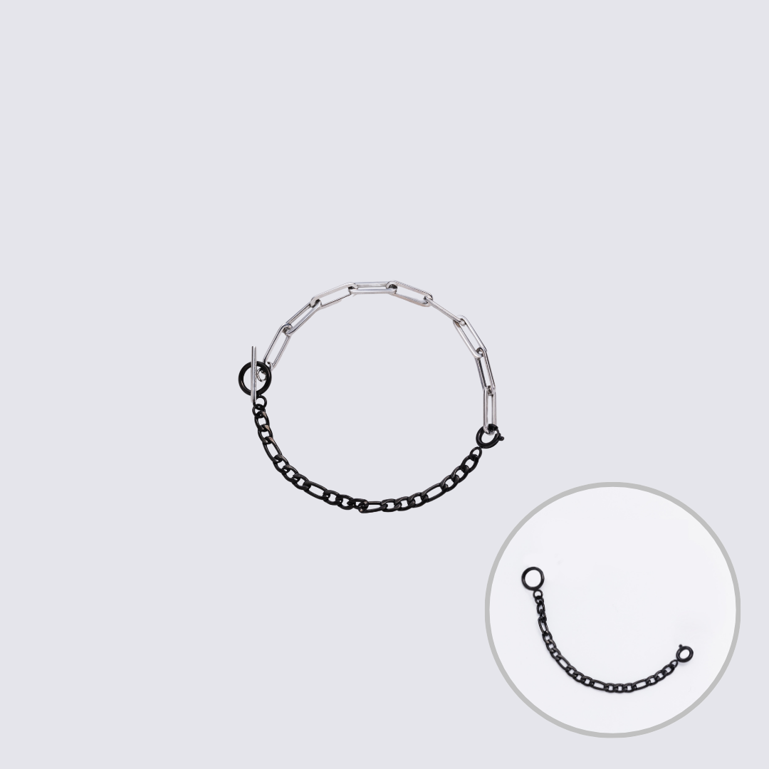 Custom Jewelry Silver Connector Chain Bracelet M(170mm)