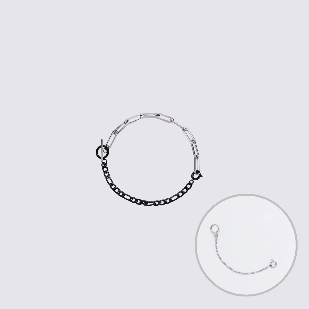 Custom Jewelry Silver Connector Chain Bracelet M(170mm)