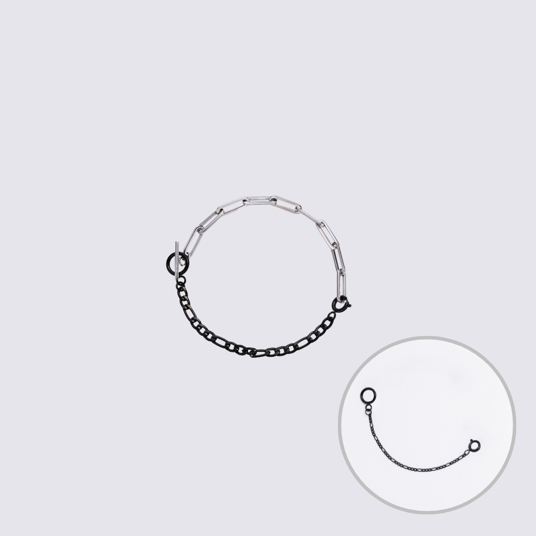 Custom Jewelry Silver Connector Chain Bracelet M(170mm)