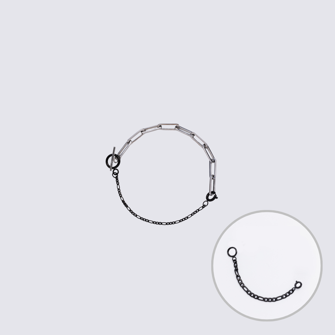 Custom Jewelry Silver Connector Chain Bracelet M(170mm)