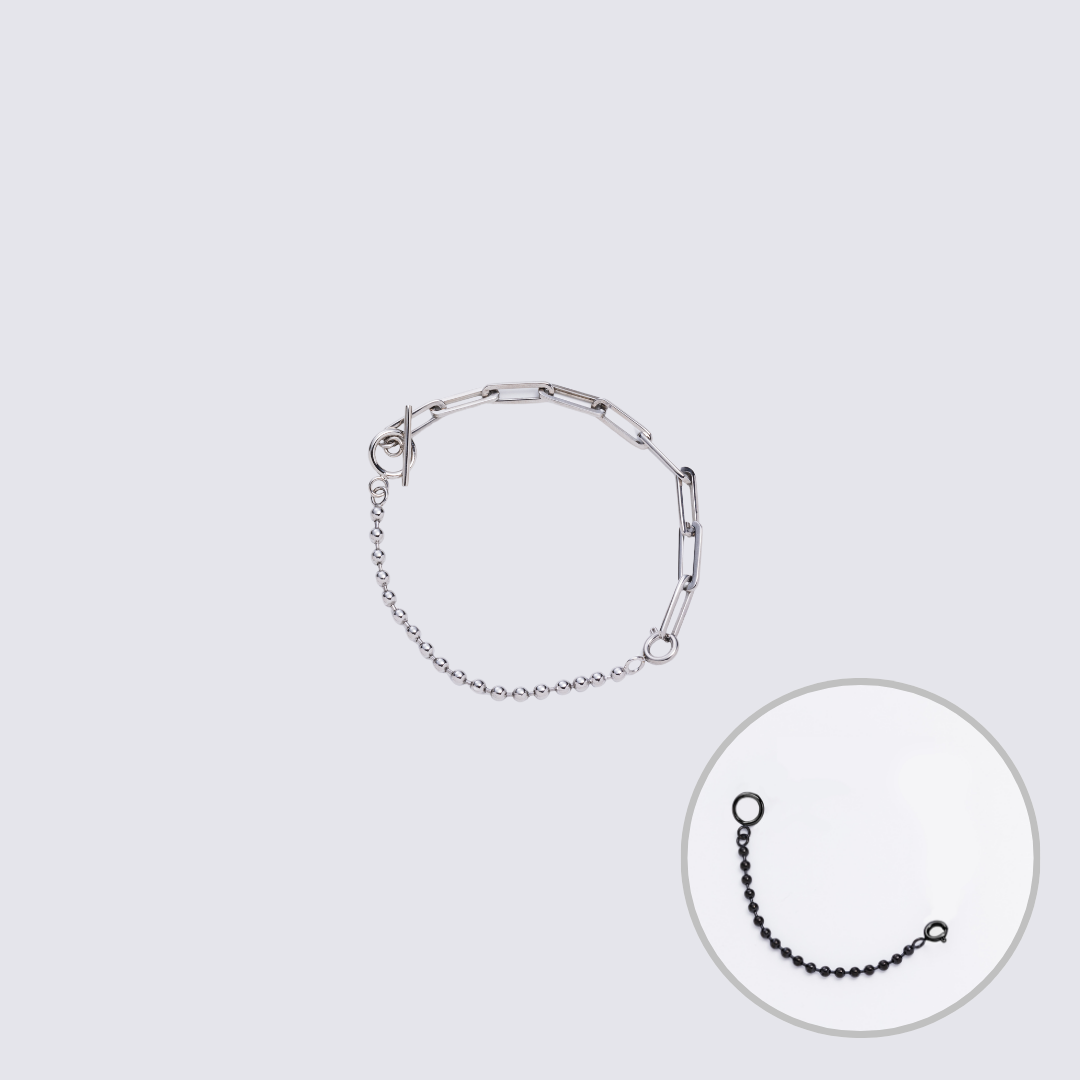 Custom Jewelry Silver Connector Chain Bracelet M(170mm)