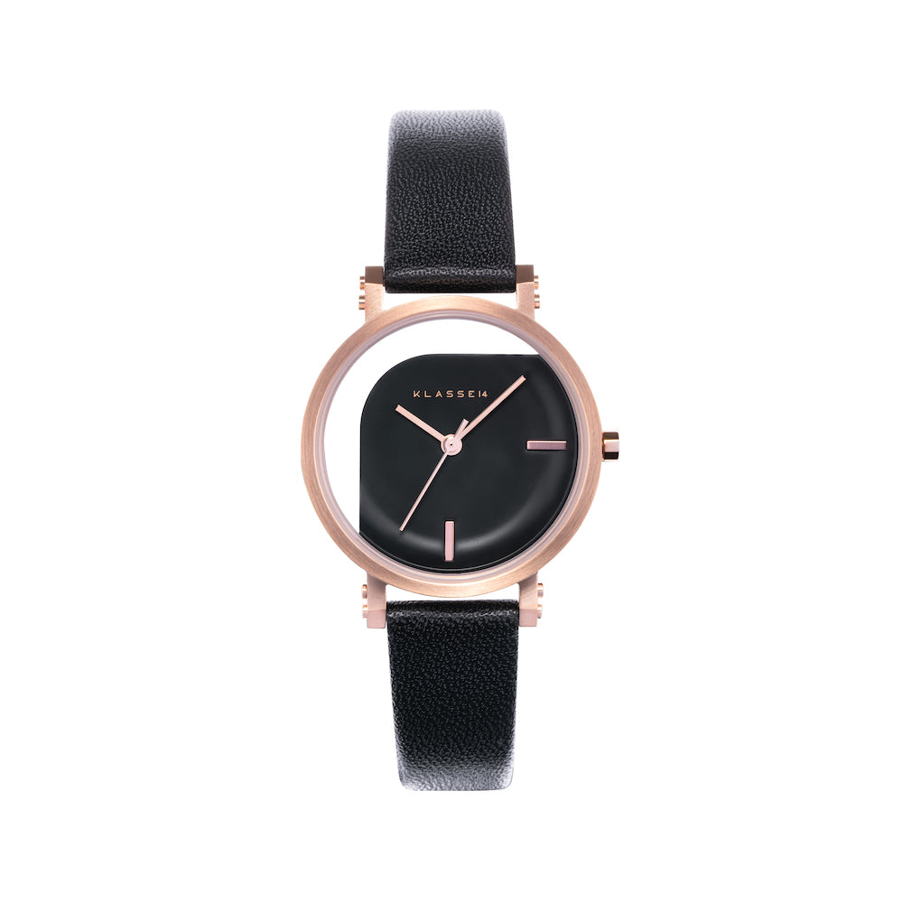 Imperfect Angle Rose Gold Black Leather