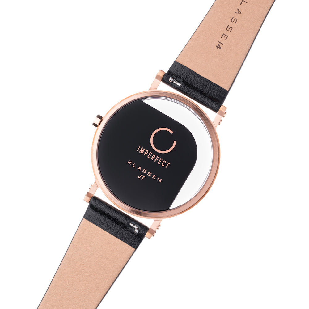 Imperfect Angle Rose Gold Black Leather