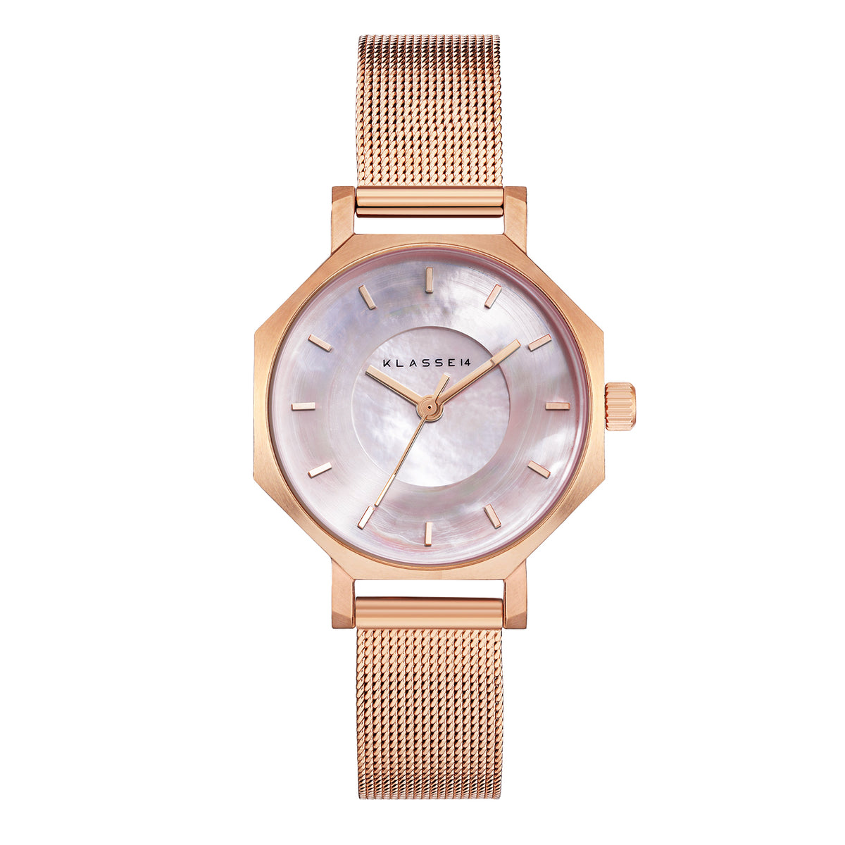 Volare OKTO Rose Gold Pink MOP with Mesh Strap 28mm WOK22RG014S