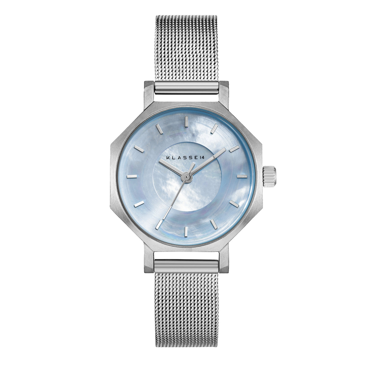 Volare OKTO Silver Blue MOP with Mesh Strap 28mm WOK22SR003S