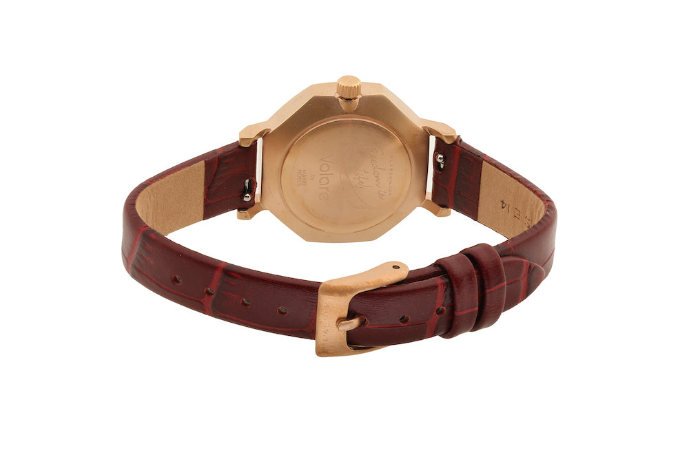 Volare OKTO Rose Gold Red Mop Burgundy 28mm