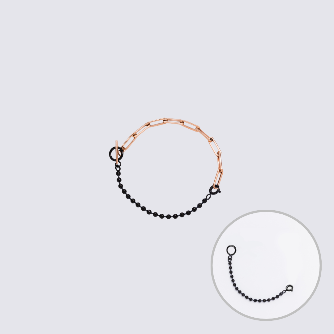 Custom Jewelry Rose Gold Connector Chain Bracelet M(170mm)