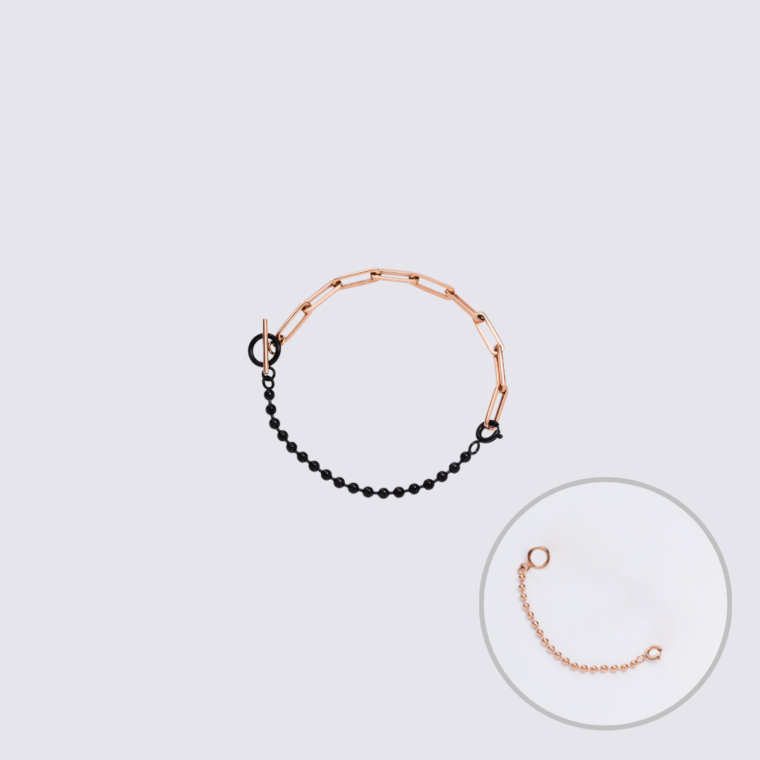 Custom Jewelry Rose Gold Connector Chain Bracelet M(170mm)