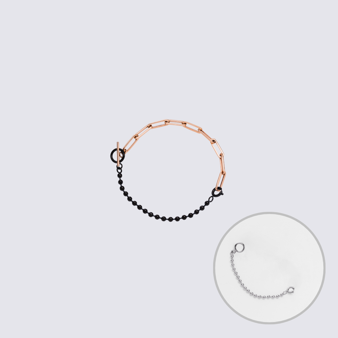 Custom Jewelry Rose Gold Connector Chain Bracelet M(170mm)