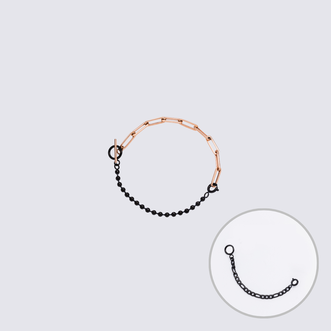 Custom Jewelry Rose Gold Connector Chain Bracelet M(170mm)