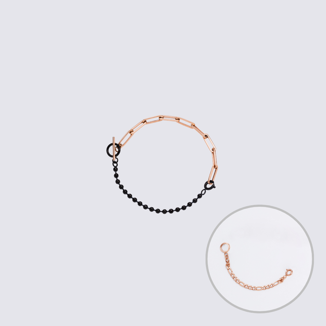 Custom Jewelry Rose Gold Connector Chain Bracelet M(170mm)