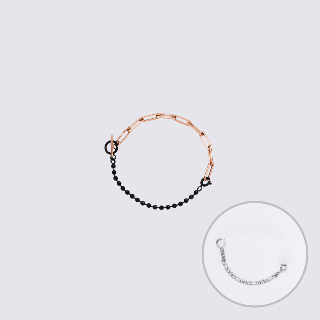 Custom Jewelry Rose Gold Connector Chain Bracelet M(170mm)