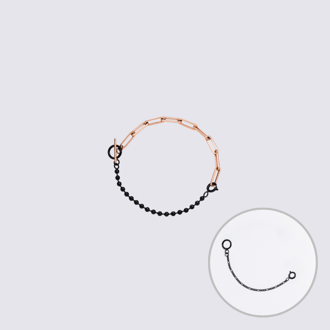 Custom Jewelry Rose Gold Connector Chain Bracelet M(170mm)