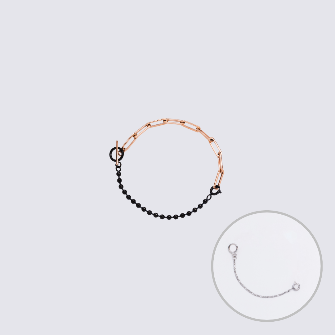 Custom Jewelry Rose Gold Connector Chain Bracelet M(170mm)