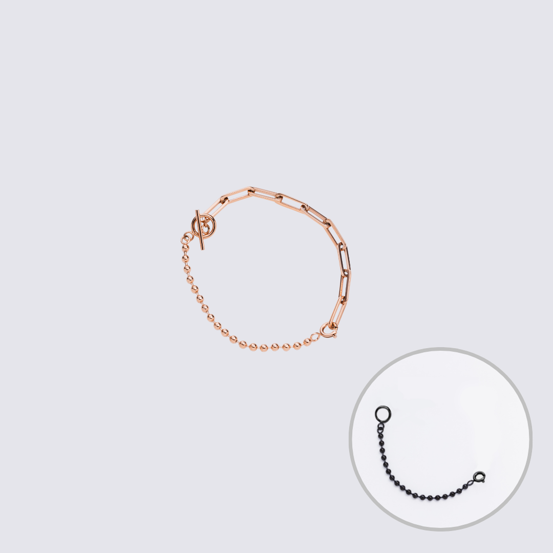 Custom Jewelry Rose Gold Connector Chain Bracelet M(170mm)