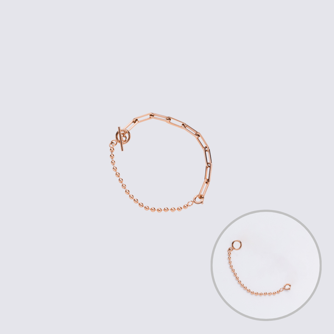 Custom Jewelry Rose Gold Connector Chain Bracelet M(170mm)