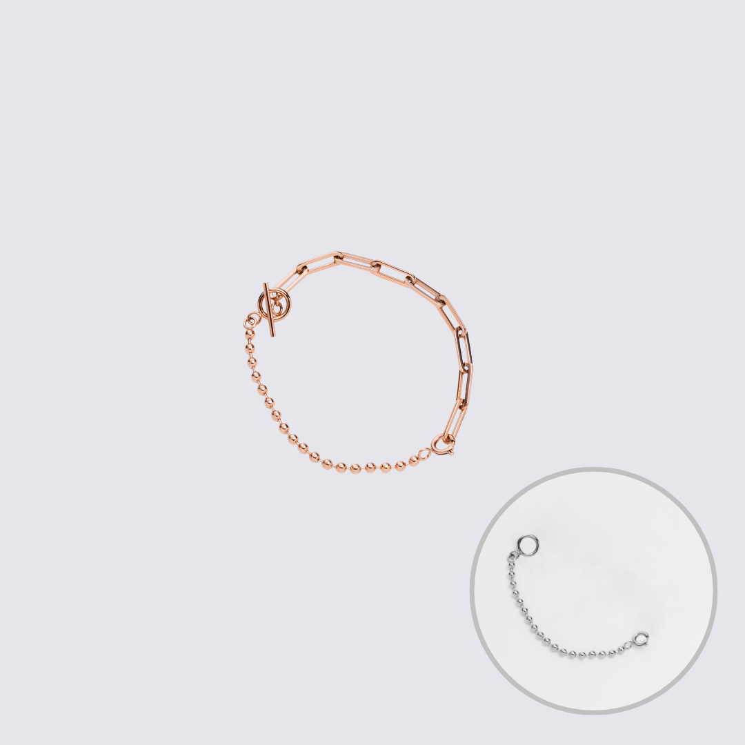 Custom Jewelry Rose Gold Connector Chain Bracelet M(170mm)