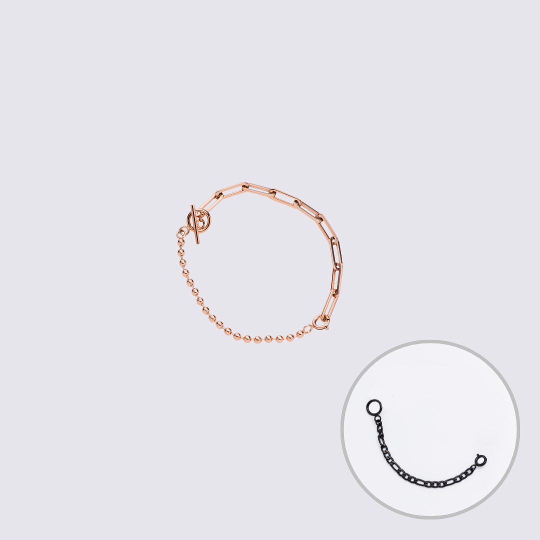 Custom Jewelry Rose Gold Connector Chain Bracelet M(170mm)