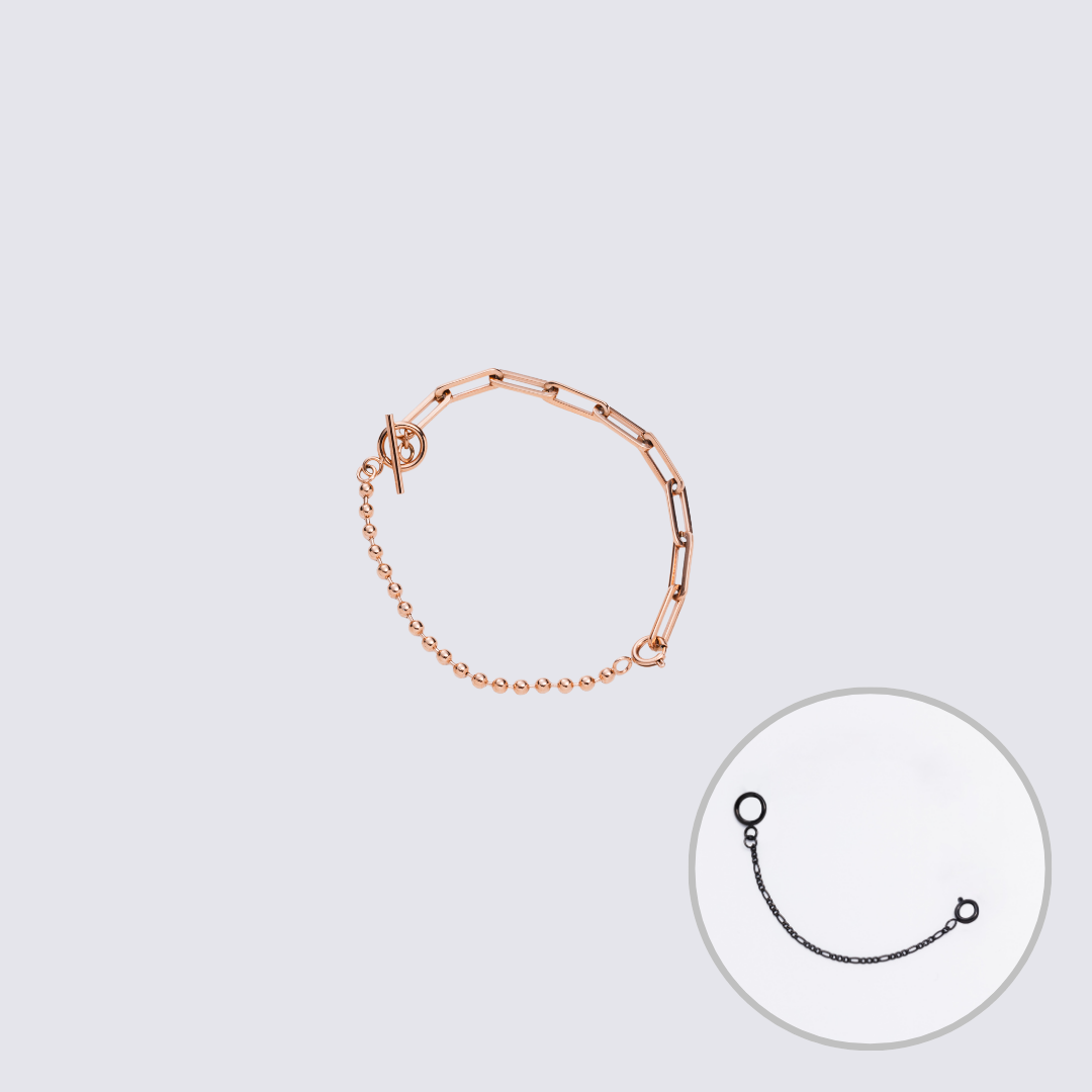 Custom Jewelry Rose Gold Connector Chain Bracelet M(170mm)