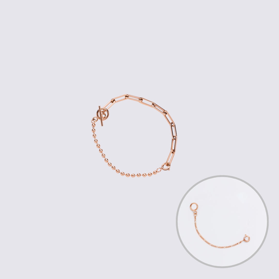 Custom Jewelry Rose Gold Connector Chain Bracelet M(170mm)