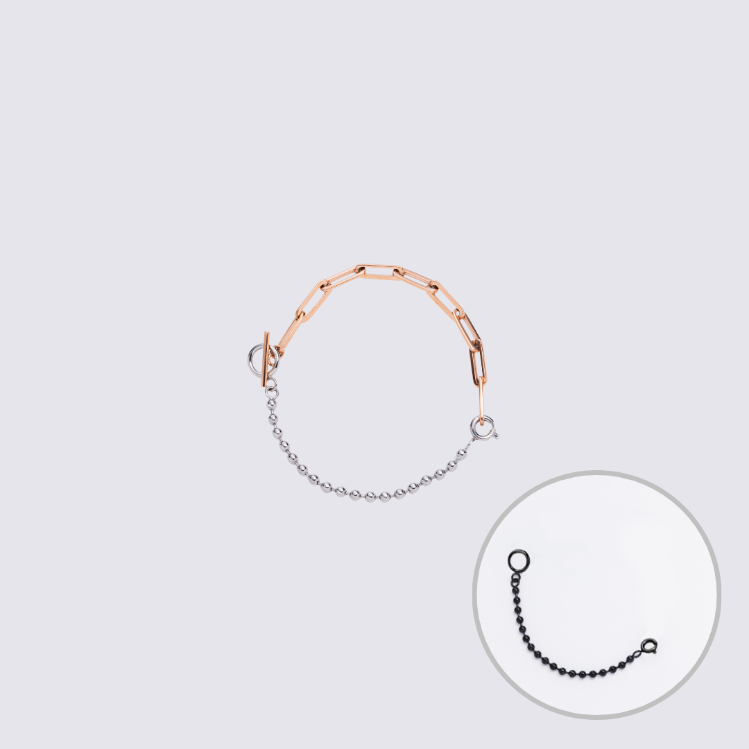 Custom Jewelry Rose Gold Connector Chain Bracelet M(170mm)