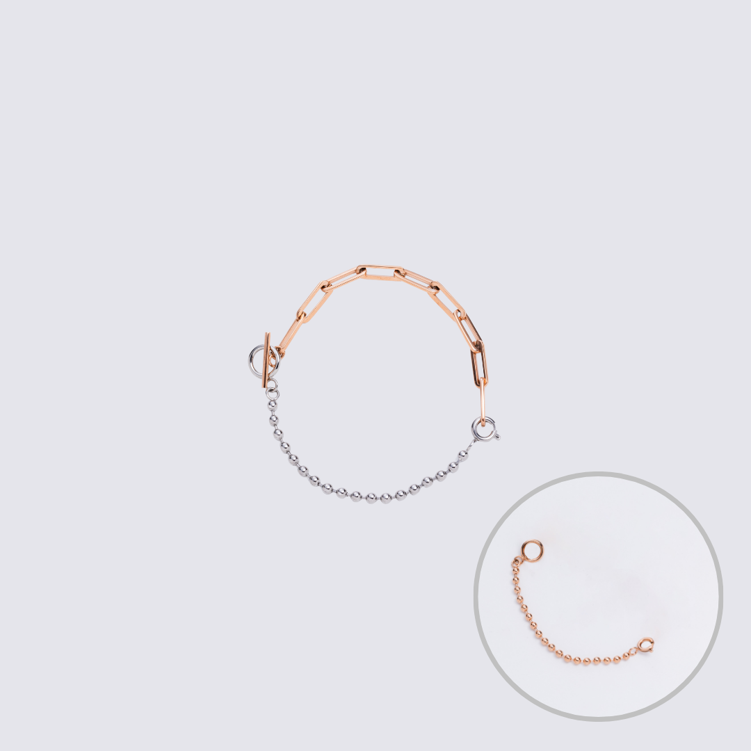 Custom Jewelry Rose Gold Connector Chain Bracelet M(170mm)